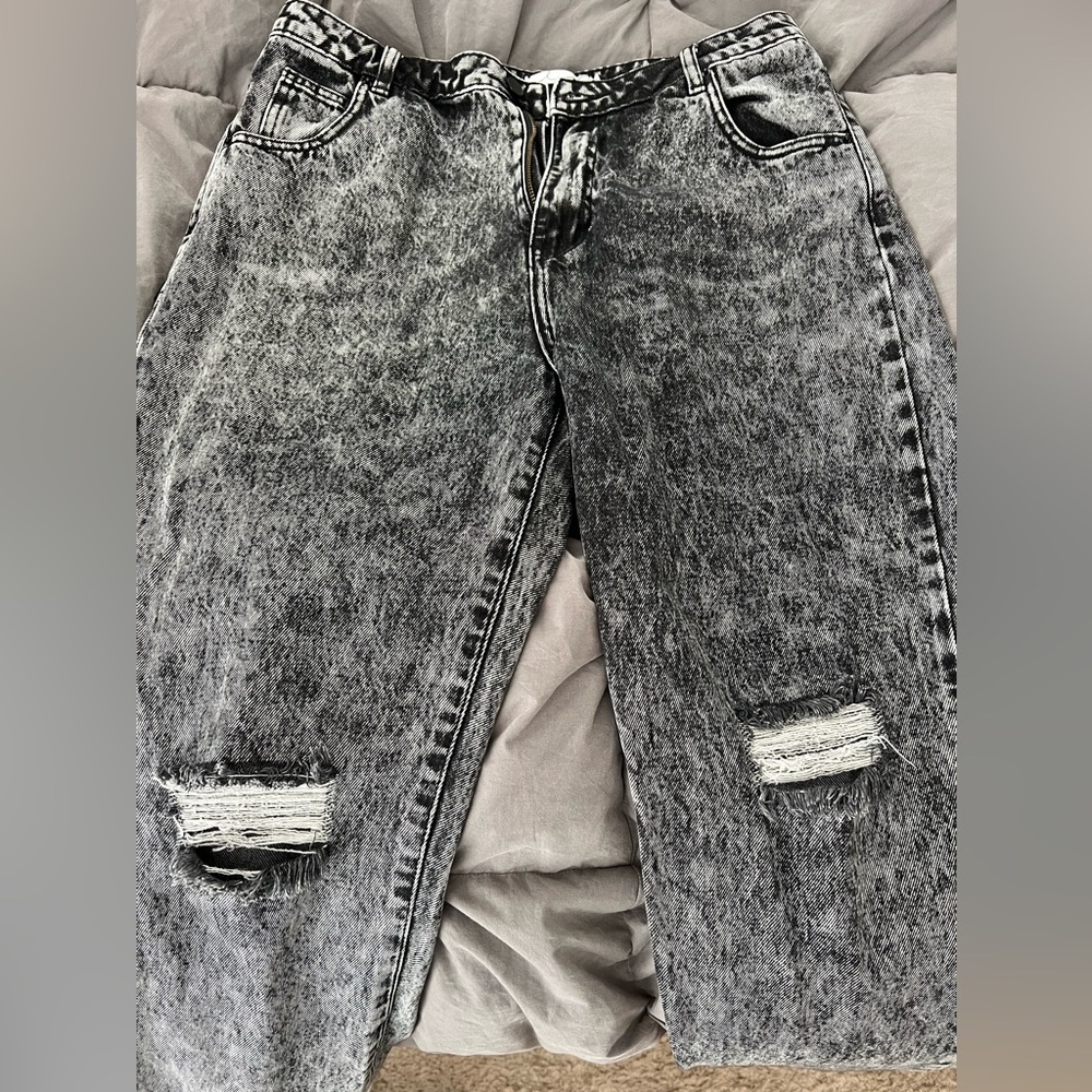 NWOT By Egreis distressed acid wash jeans